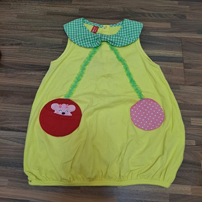 WHY AND 1/2 二分之一童裝 黃色櫻桃無袖洋裝 100公分