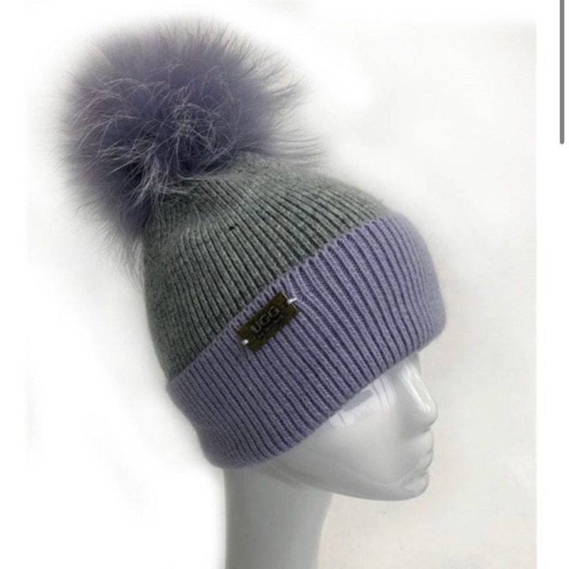 (WYW)小舖《全新限量免運》澳洲 UGG Mitchell-Y 撞色針織羊毛帽_紫灰