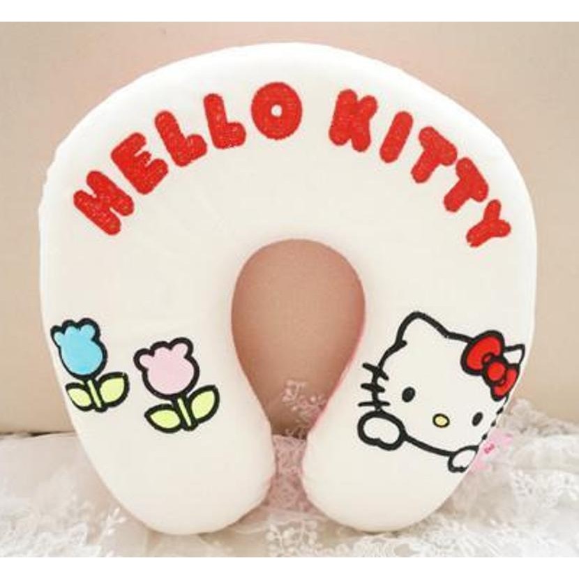 超可愛Hello Kitty電繡 粉紅點點 記憶棉卡通U型枕 車用頸枕 可拆洗