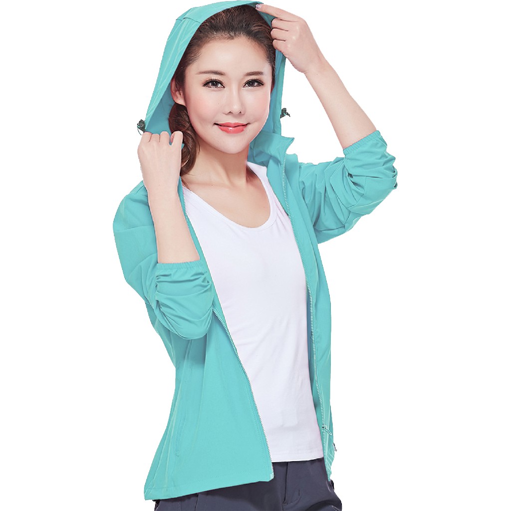 【優織良品】女款連帽機能防曬衣-湖藍綠