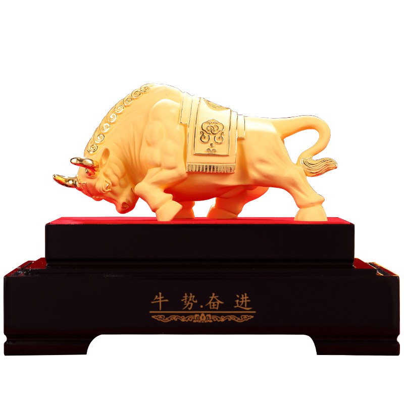Bajeep 十二生肖金牛擺件絨沙金工藝品牛勢奮進辦公室華爾街牛酒柜裝飾品 蝦皮購物
