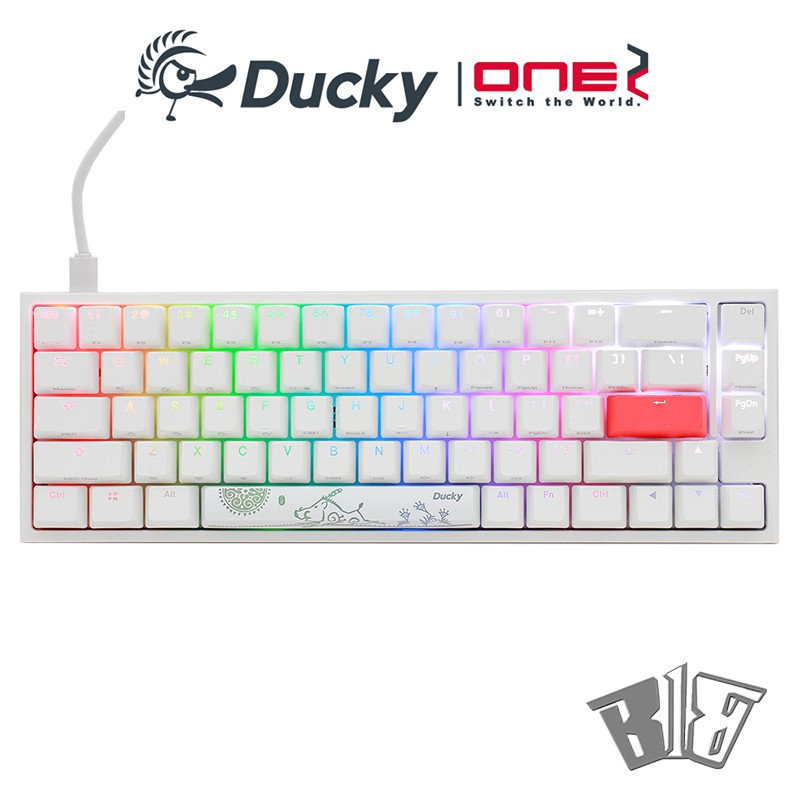 Ducky ONE 2 SF RGB機械式鍵盤白色65% PBT 英文版/中文版茶.青.紅.銀 