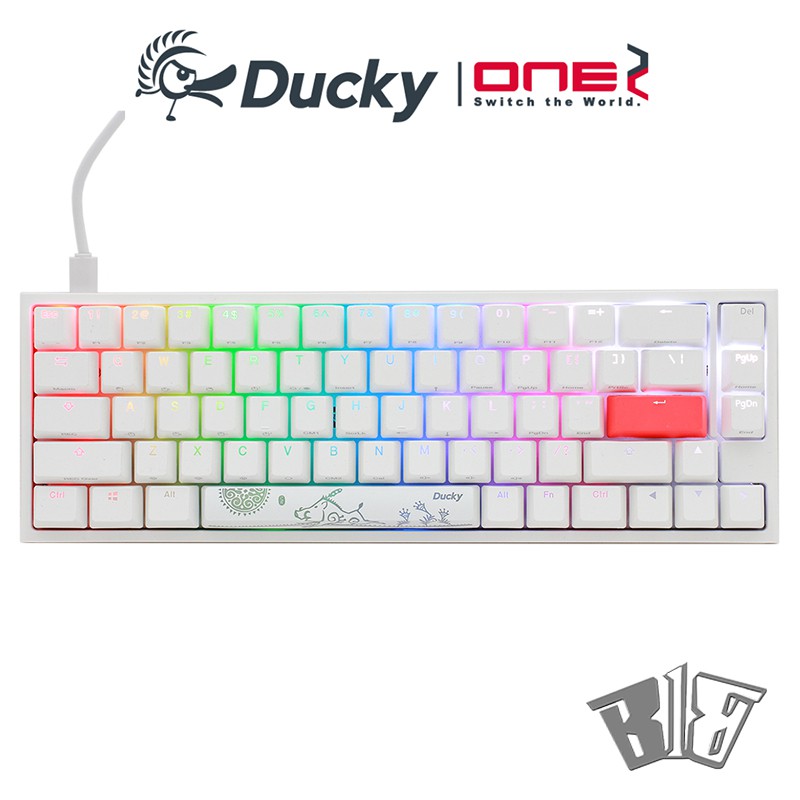 Ducky ONE 2 SF RGB機械式鍵盤 白色 65% PBT 英文版/中文版 茶.青.紅.銀.靜音紅軸