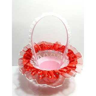 台灣製造＊紅色亮片秀士蕾絲小童籃＊ 製作小花籃必需品~可放置花瓣籃~