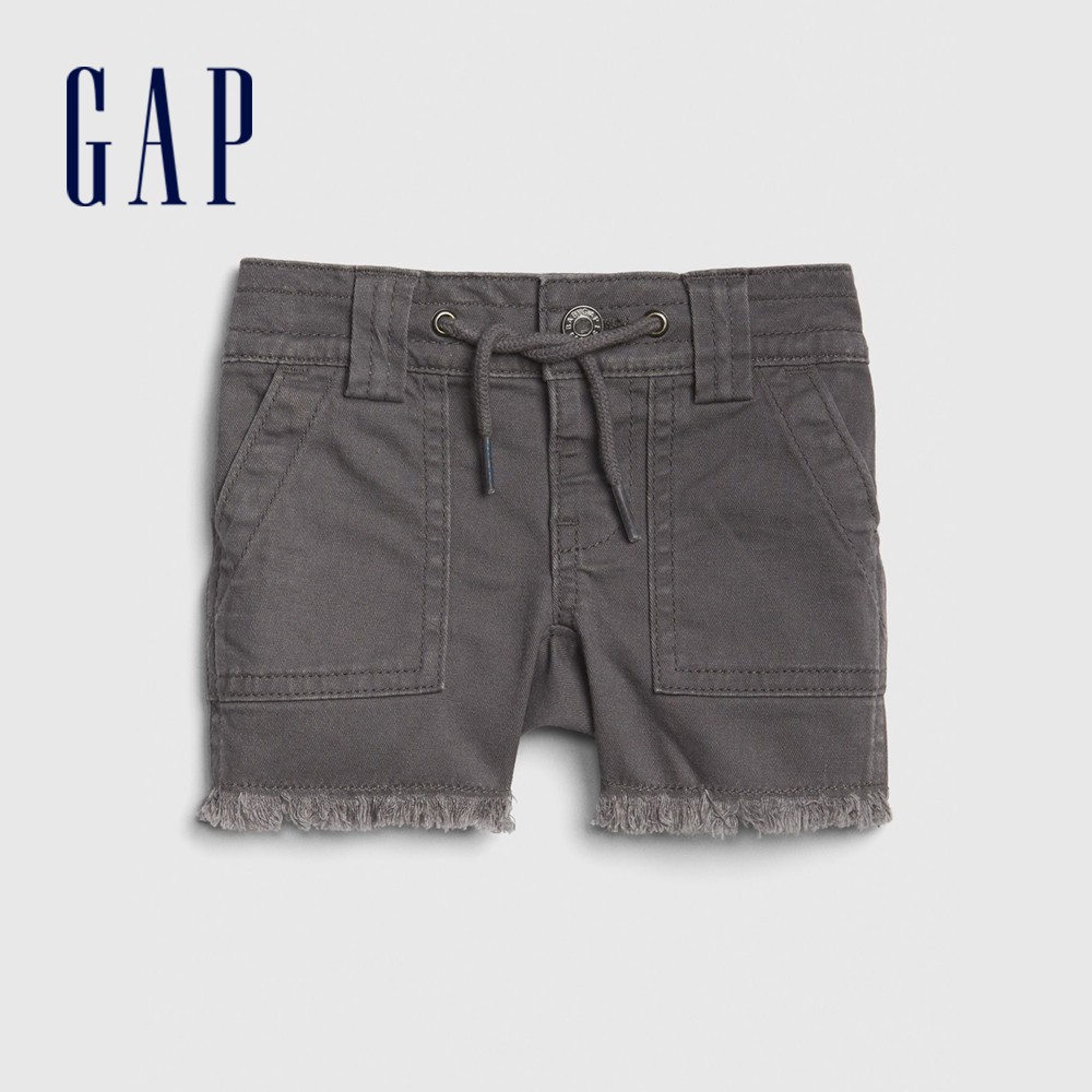 Gap 嬰兒裝 舒適抽繩中腰工裝短褲-煙灰色(464209)