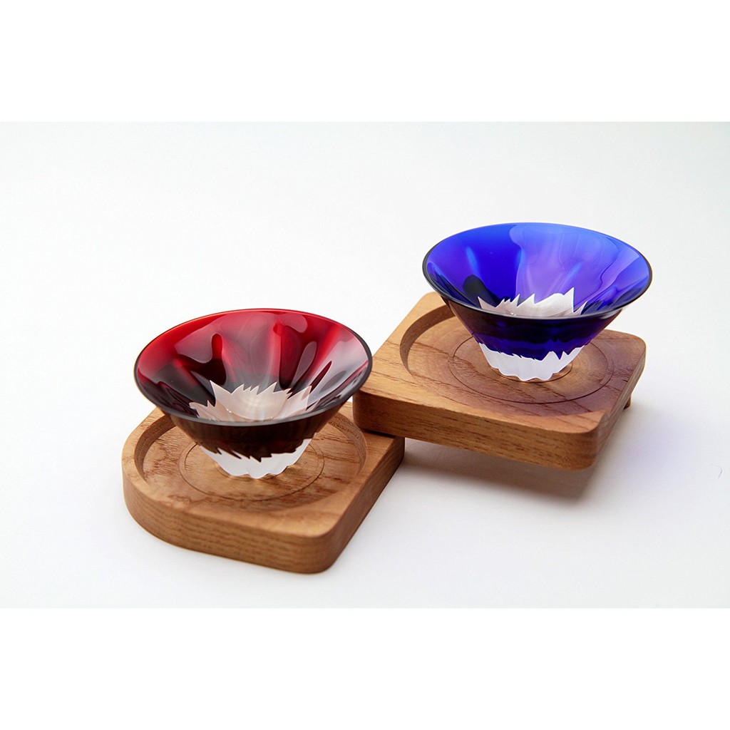 富士山祝杯對杯2入組 空運日本田島窯江戶硝子琉璃玻璃杯品酒畢業謝師退休尾牙禮物手工附木箱 水貨碼頭 蝦皮購物