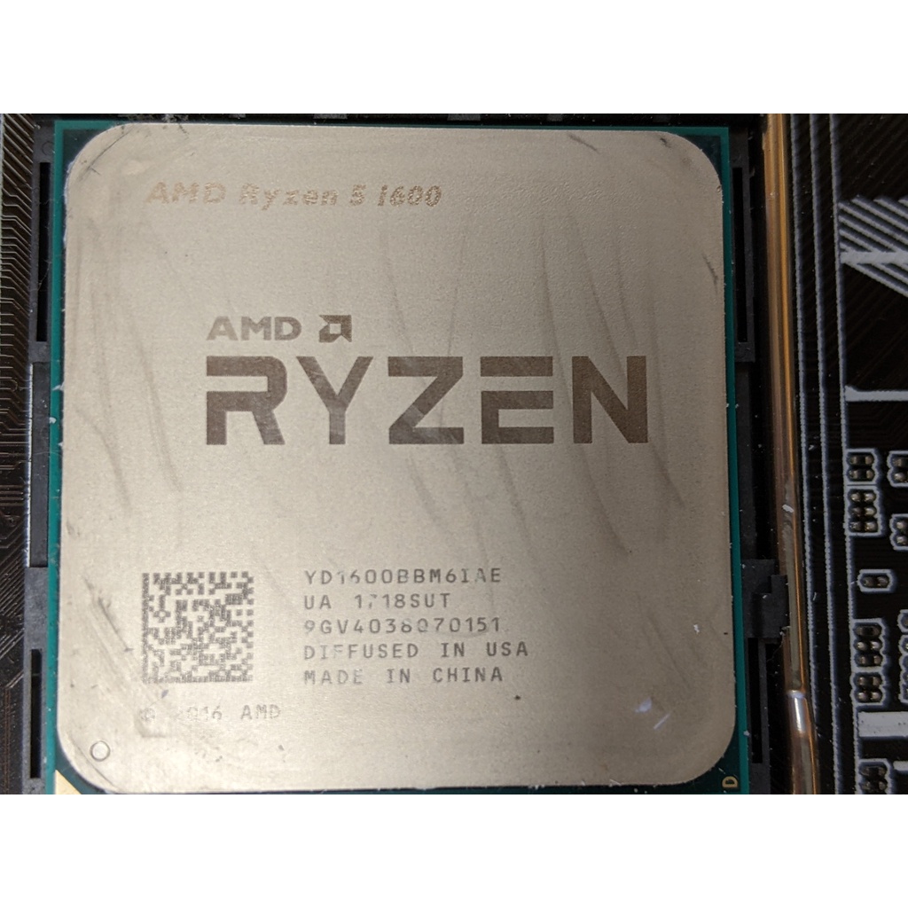 AMD 銳龍 Ryzen 5 1600 AM4腳位 不含風扇 二手良品