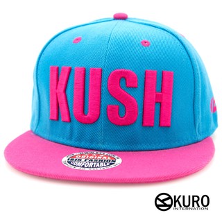 KUSO-藍色粉紅帽沿KUSH電繡潮流板帽棒球帽