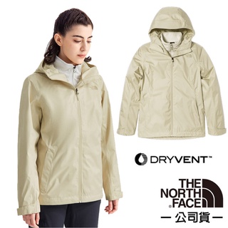 【美國 The North Face】女款 亞洲版型 ARROWOOD兩件式防水排濕登山連帽外套/7WAI-696 米白