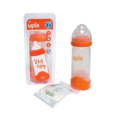 韓國UPIS 拋棄式奶瓶- 250ml-橘