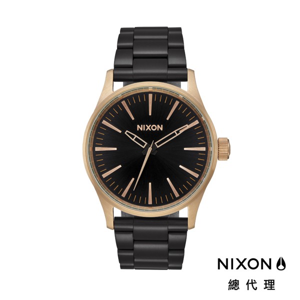 NIXON SENTRY 38 SS 極簡復刻 黑 玫瑰金 黑錶 鋼錶帶 男錶 女錶 手錶 A450-2481