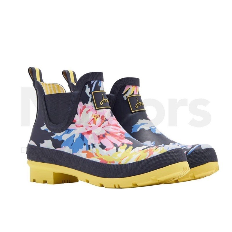 Miolla 英國品牌Joules 深藍底色花朵短筒雨靴/雨鞋