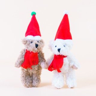迷你聖誕小熊一對 全身13公分 手腳可活動 聖誕禮物 耶誕禮品 吊飾 裝飾小物 小熊家族 泰迪熊專賣店