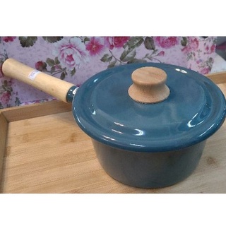 日本❤️富士琺瑯16cm單柄湯鍋 ～藍綠