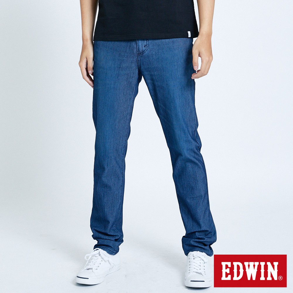 EDWIN 迦績 透氣中腰錐形牛仔褲(酵洗藍)-男款