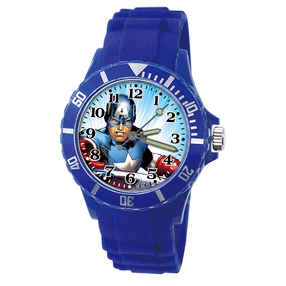 【Marvel漫威】勇士美國隊長 運動彩帶手錶(藍/大款)