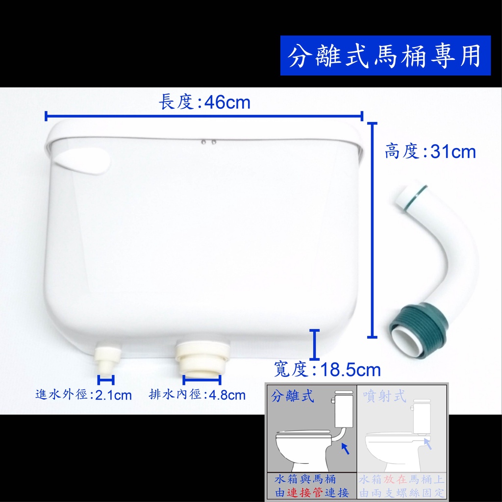 【台製】PVC分離式低水箱含零件 低水箱 PVC 馬桶 水箱 塑膠 蹲便 坐式 座式 分離 水管 另件 零件 瓷型 四分