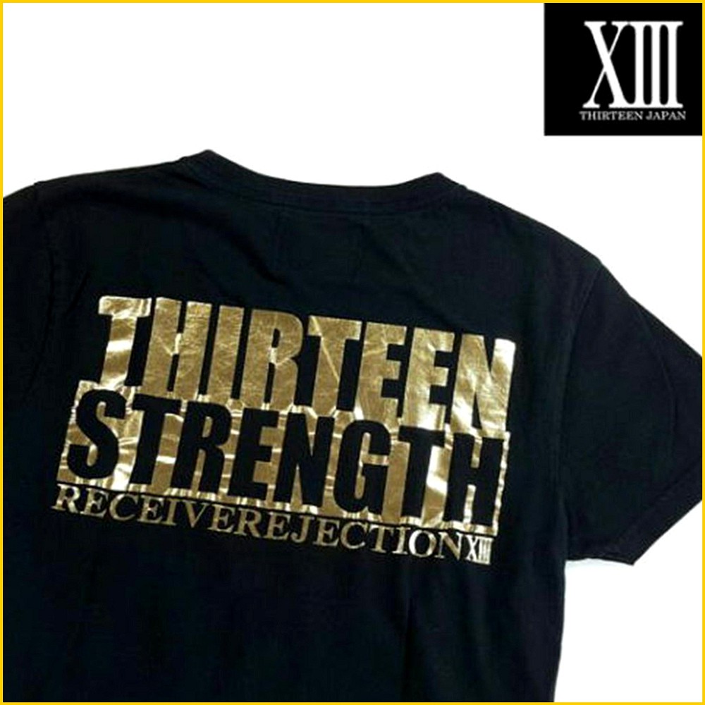 日本二手衣 Thirteen 日本製近新品黒色圓領短袖t恤前後金色logo 休閒短t 日本女裝a110t 蝦皮購物