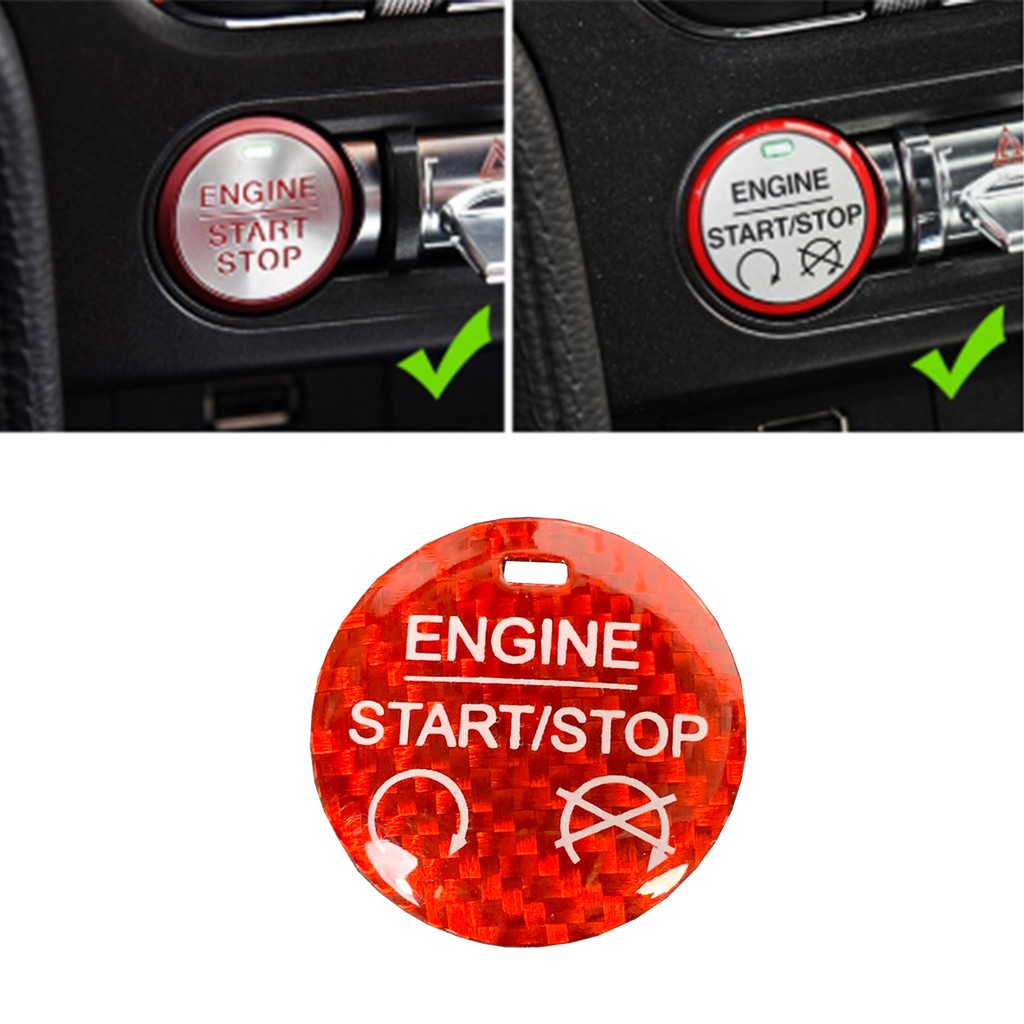 亮面 乾碳 碳纖維 引擎點火啟閉鈕 一鍵啟動 紅色 按鍵蓋 15-20 Mustang 野馬