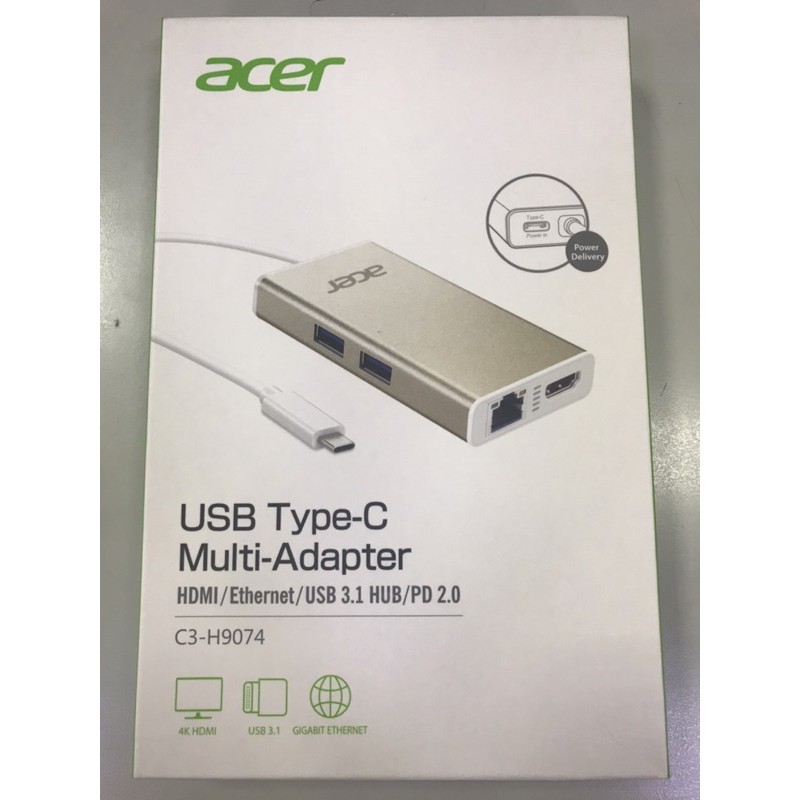 Acer原廠 USB Type-C 多功能擴充阜 HUB HDMI+RJ45+USB3.1 C3-H9074