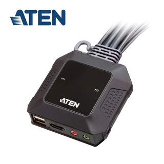 ATEN 2埠USB 4K HDMI帶線式KVM多電腦切換器 (CS22H)-KVM134