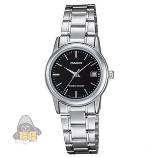 【CASIO】台灣卡西歐公司貨 實用錶款日期顯示點時刻不鏽鋼腕錶 生活防水- 丁字黑面(LTP-V002D-1A)