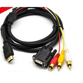HDMI轉VGA線+3蓮花線 1.8米 AV色差 影像傳輸線 轉接線 轉接頭 高畫質 款式隨機