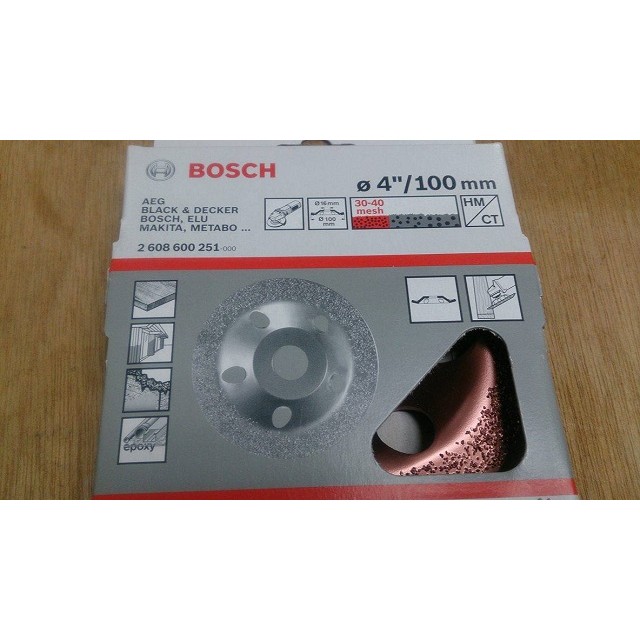 【易威工作坊◎含稅附發票】BOSCH 碳化鎢彎曲磨盤 細粒 研磨漂流木強化玻璃纖維油漆石灰岩 適用100k砂輪機 德國製