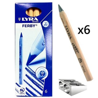 【德國LYRA】兒童三角原木鉛筆(12cm) 6入 附贈雙孔削筆器