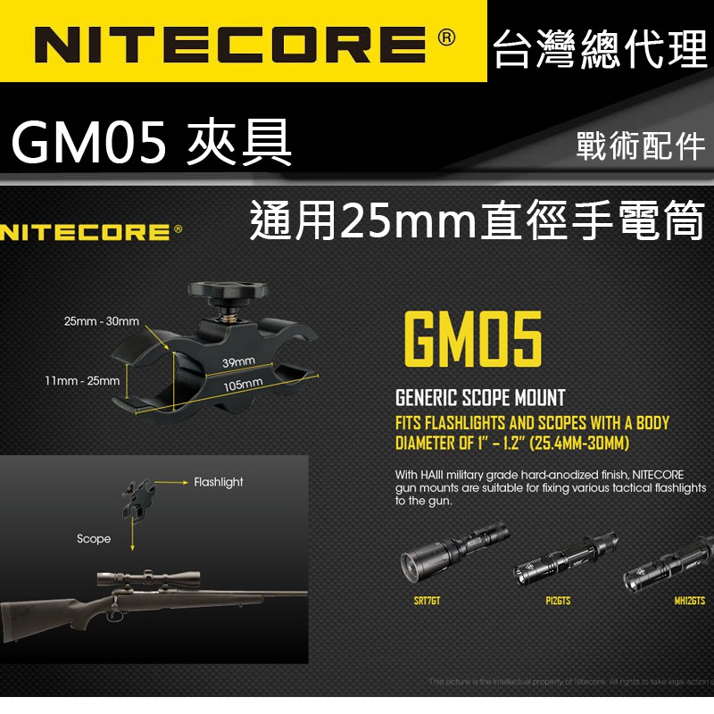【電筒王】NITECORE GM02 GM02MH GM06 GM05 戰術電筒夾 魚骨 磁吸 皮卡汀尼導軌 手電夾