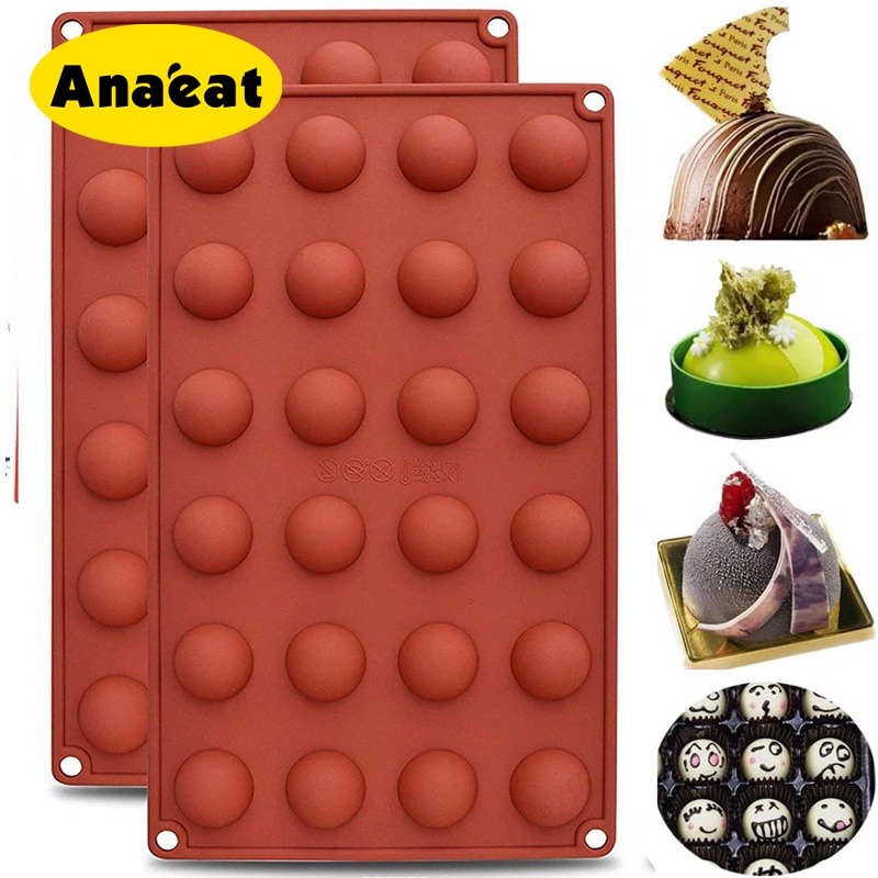 Anaeat 24孔半圓矽膠模具半球形圓頂模具糖果模具-巧克力、慕斯、果凍、布丁模具、冰淇淋蛋糕烘焙模具
