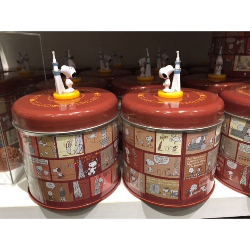 日本 Snoopy 晴空塔限定 餅乾 鐵桶 餅乾盒 空桶 史努比 skytree 餅乾桶 置物罐
