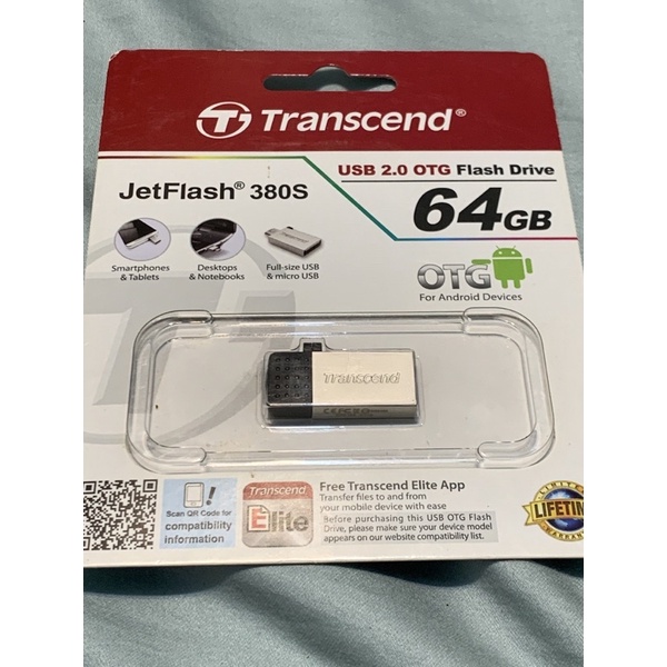 創見Transcend JetFlash 380S 64GB USB 2.0 OTG隨身碟