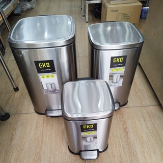 【正品】方形304 Eko不銹鋼垃圾桶踏板光滑蓋6l、12l、20l、衛生安全hcm
