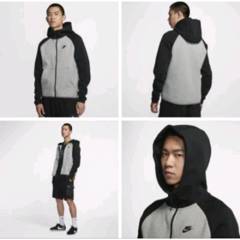 公司貨 原價3080 NIKE NSW TECH FLEECE HOODIE 雙頭拉鏈棉質連帽外套 灰黑 男m號