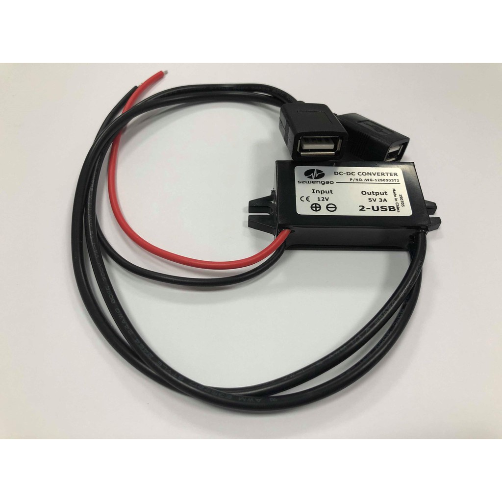 5V 3A 2-USB  DC-DC電源轉換器 12V轉5V 車載改裝電源轉換充電器 USB充電轉換器