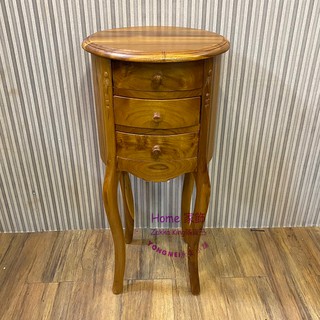 [HOME] 印尼柚木3抽收納櫃 圓型置物櫃 花盆架 電話架 花臺 邊幾 展示高臺架 全實木花架 玄關財位