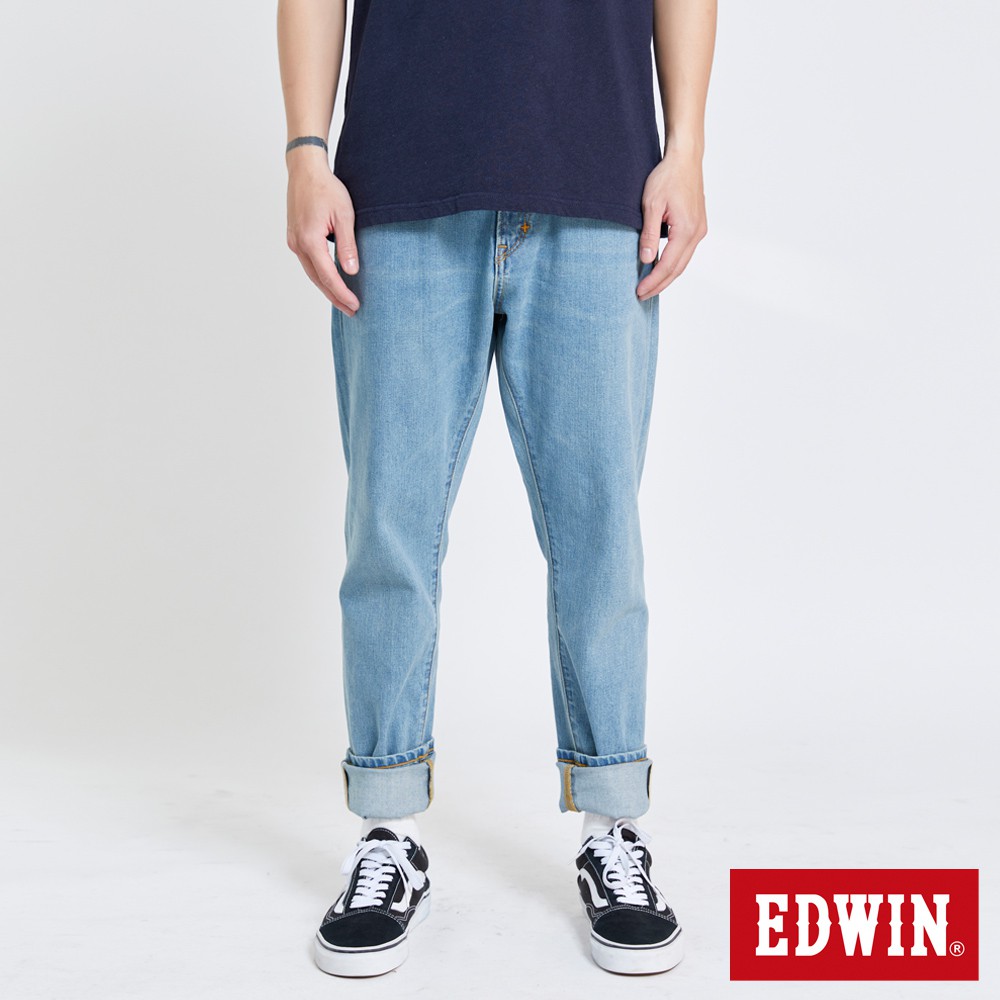 EDWIN 不對稱赤耳窄管褲(漂淺藍)-男款