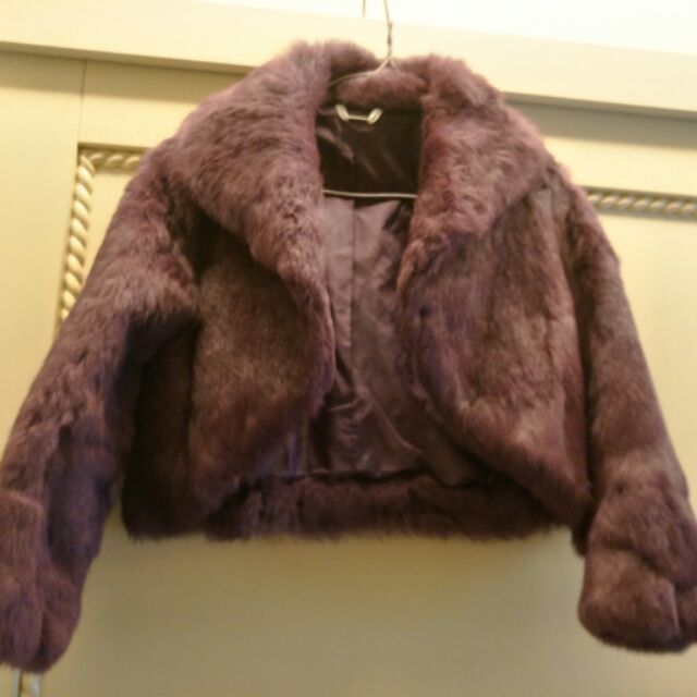 紫色真皮草小外套