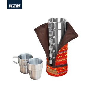 【愛上露營】KAZMI KZM 不鏽鋼雙層馬克杯6入組 紅色 300ml 咖啡杯 馬克杯 保溫杯 露營杯 套杯 露營