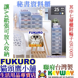 fukuro貓頭鷹小舖 免運非偏遠地區 KEYWAY聯府 SU007 SU004 SU003 秘書資料櫃 SU-007