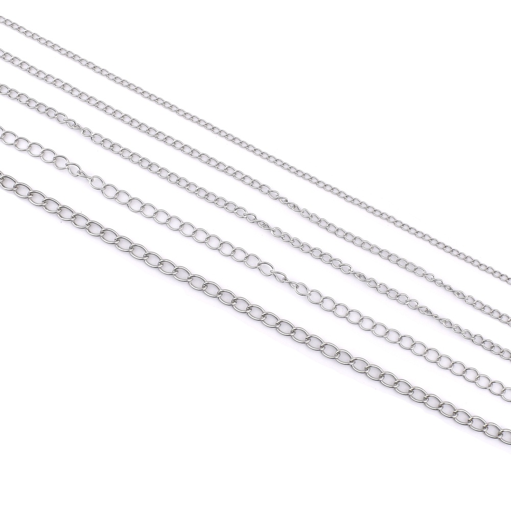 【ps143】1-4米/批不銹鋼側扁細鏈DIY配件飾品製作