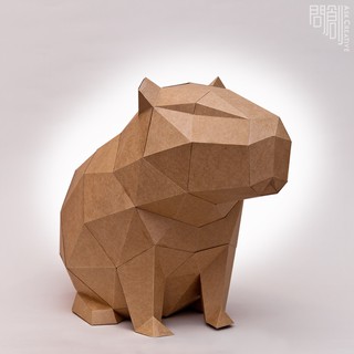 問創設計 DIY手作3D紙模型 禮物 擺飾 小動物系列 -翹屁屁水豚