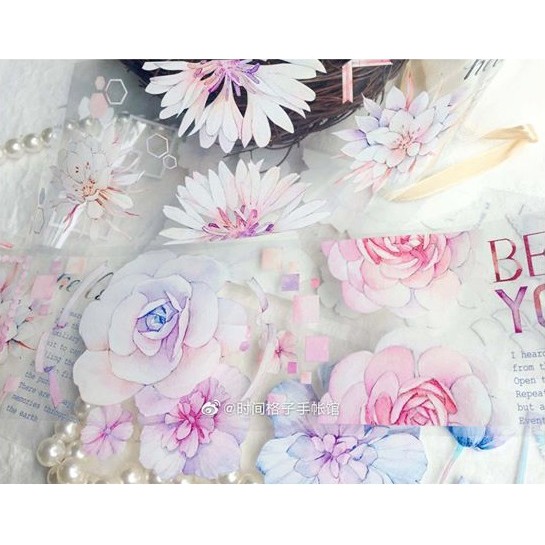 剪剪分裝 時間格子復刻生如夏花pet 紙膠帶美花花 蝦皮購物