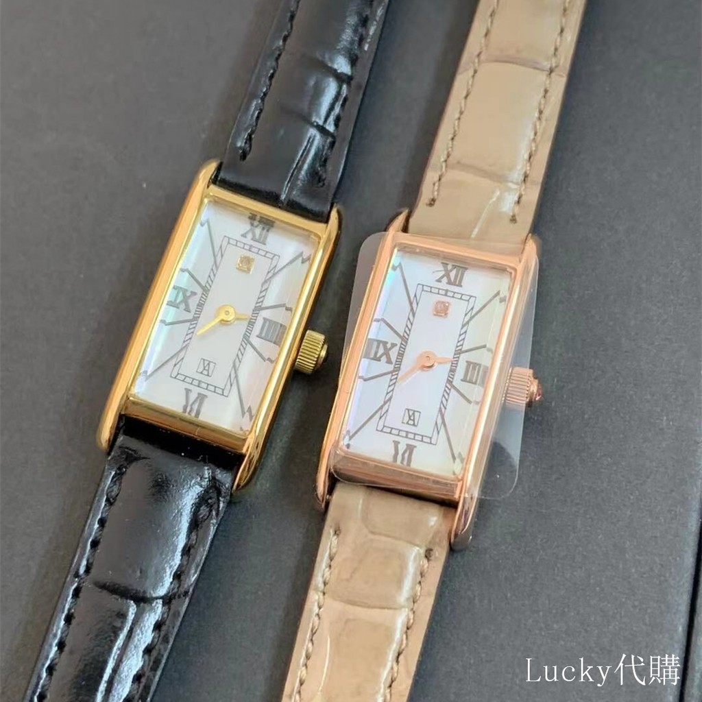 Lucky代購 VendomeAoyama手錶 本田翼同款手錶女 女生時間簡約皮帶錶 經典復古長方形羅馬數字防水石英錶