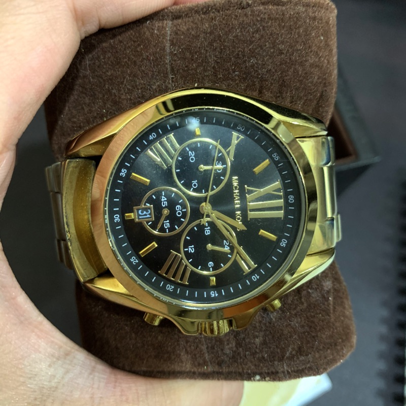 MICHAEL KORS MK5739 金色黑色錶盤 羅馬 三眼計時 手錶 時尚錶 MK錶