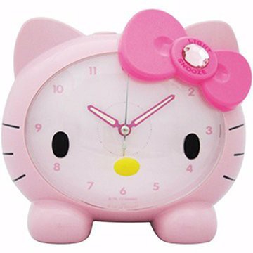 Hello Kitty凱蒂貓/可愛臉蛋頭型/LED夜光音樂鬧鐘/JM-E890KT-P