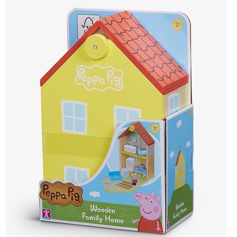 現貨（盒損品 ）Peppa Pig 粉紅豬小妹 佩佩豬 木製豪華房屋組 粉紅豬 家家酒 木頭積木