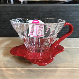 卡拉拉咖啡精品 日本 HARIO V60 玻璃 濾杯 1-2杯用 / VDG-01 ( 紅 ) 手沖咖啡