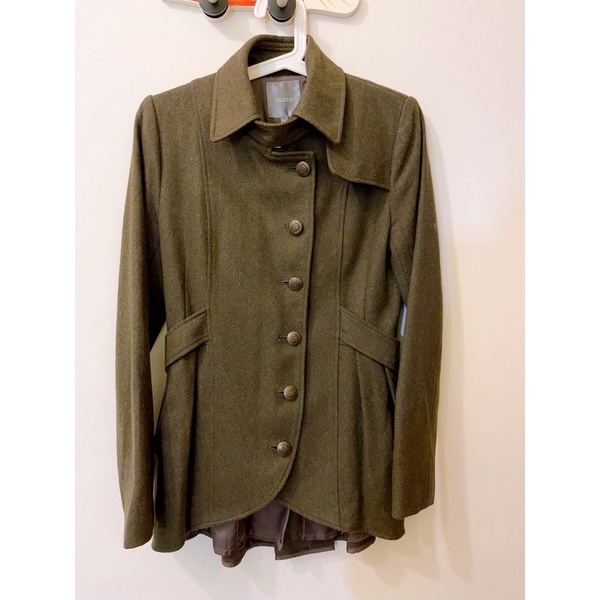 專櫃正品✨abito軍綠軍裝風80%羊毛中長版大衣
